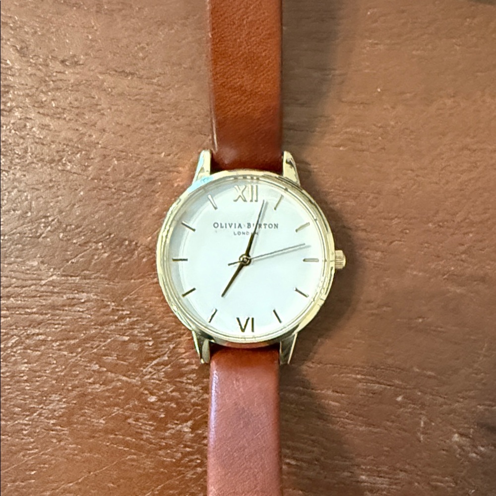 Olivia Burton Gold Case with Tan Strap Watch